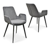Collins | Dark Grey Velvet, Black Fabric, Contemporary Dining Chair | Set Of 2