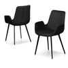 Collins | Dark Grey Velvet, Black Fabric, Contemporary Dining Chair | Set Of 2