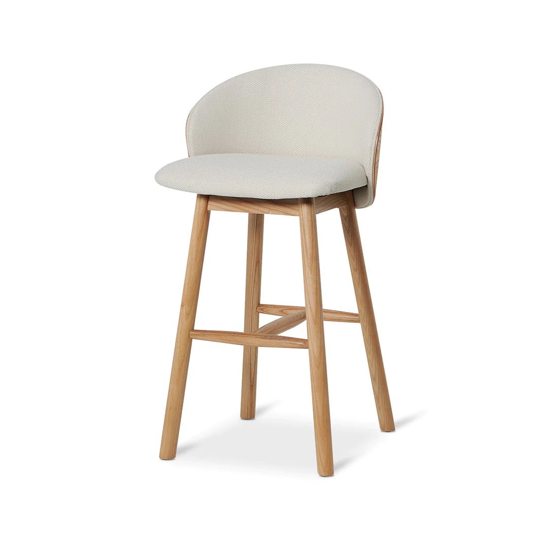 Conway | High Back Coastal Modern Wooden Bar Stool | Natural