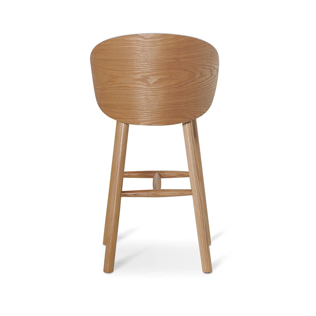 Conway | High Back Coastal Modern Wooden Bar Stool | Natural