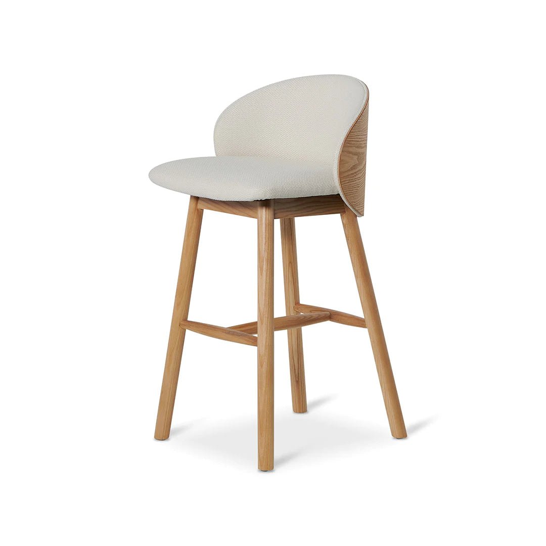 Conway | High Back Coastal Modern Wooden Bar Stool | Natural