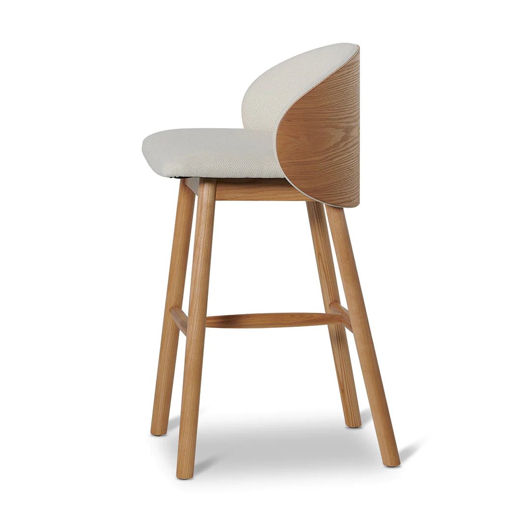 Conway | High Back Coastal Modern Wooden Bar Stool | Natural