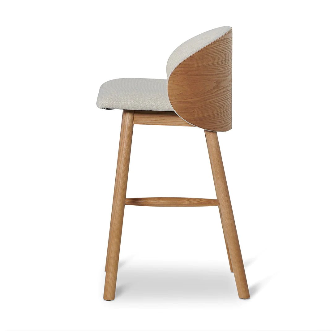 Conway | High Back Coastal Modern Wooden Bar Stool | Natural