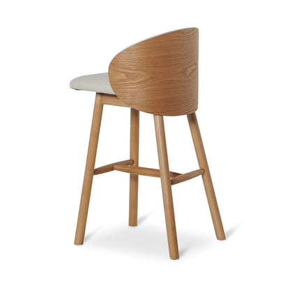 Conway | High Back Coastal Modern Wooden Bar Stool | Natural