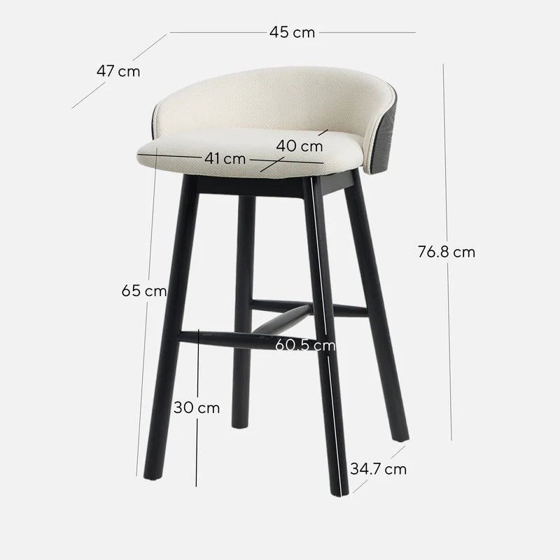 Conway | Low Back Coastal Modern Wooden Bar Stools | Black