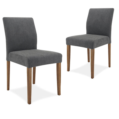 Delano | Fabric Modern Wooden Dining Chairs Australia | Set Of 2 | Dark Grey