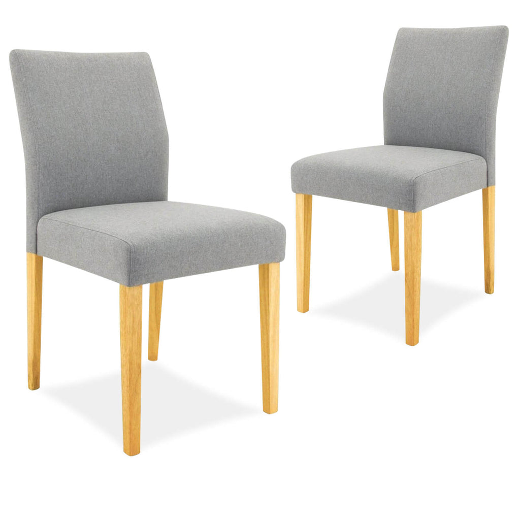 Delano | Fabric Modern Wooden Dining Chairs Australia | Set Of 2 | Silver
