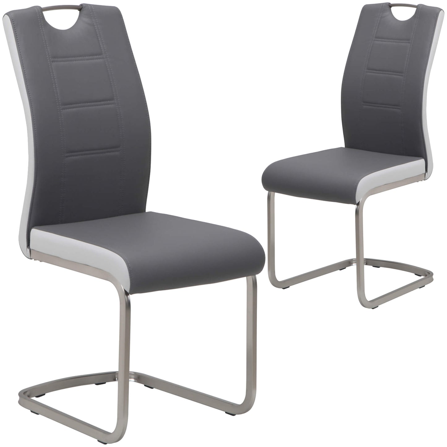 Delta | Modern Metal PU Leather Dining Chairs | Set Of 4 | Grey