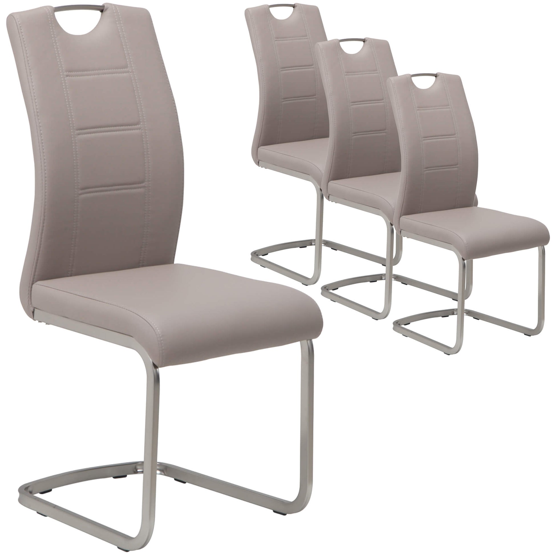 Delta | Modern Metal PU Leather Dining Chairs | Set Of 4 | Cappuccino