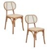 Denver | Black, Natural Country Wooden Rattan Dining Chairs | Set Of 2