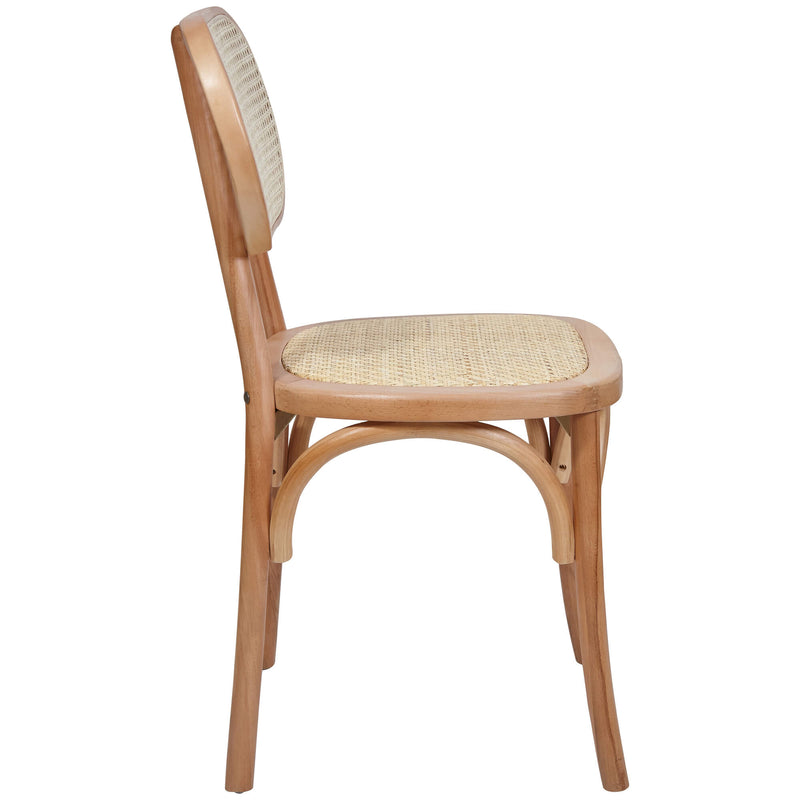 Black Natural Country Wooden Rattan Dining Chairs | Denver | Set Of 2