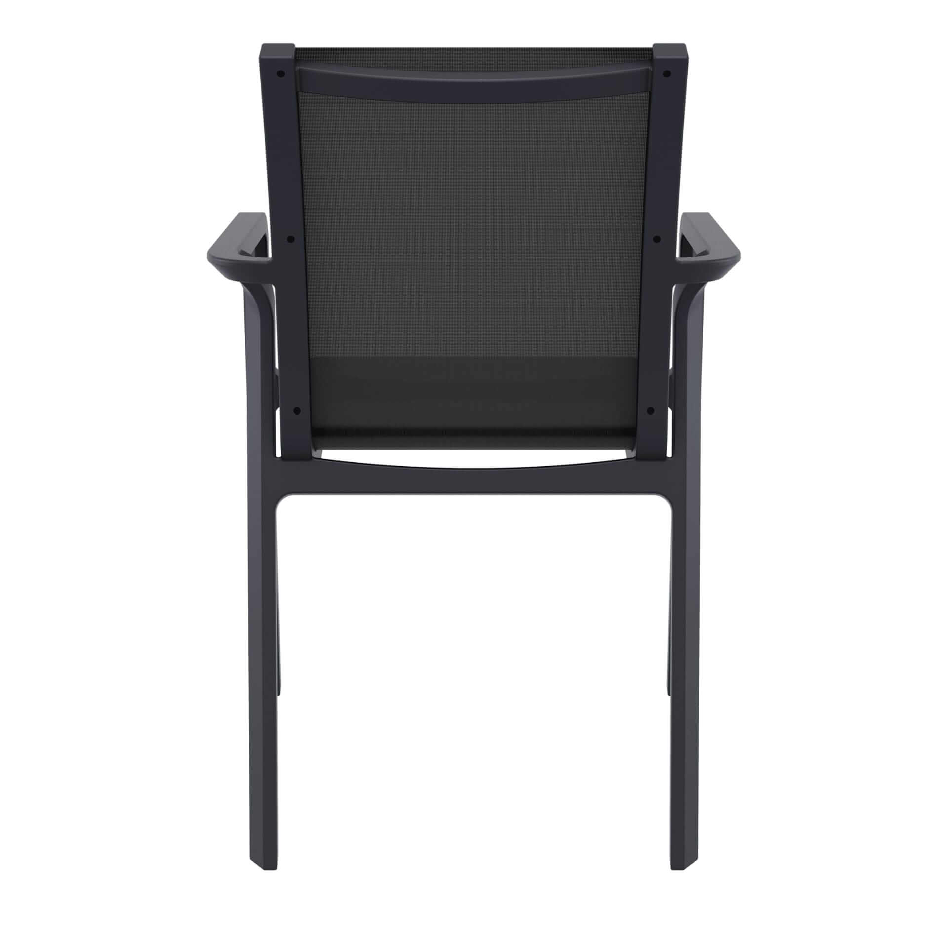 Derby | Modern, Stackable Outdoor Dining Chairs With Arms | Set Of 2 | Black