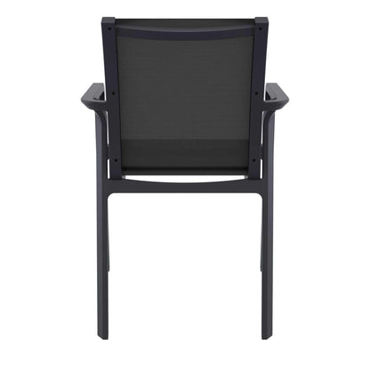 Derby | Modern, Stackable Outdoor Dining Chairs With Arms | Set Of 2 | Black