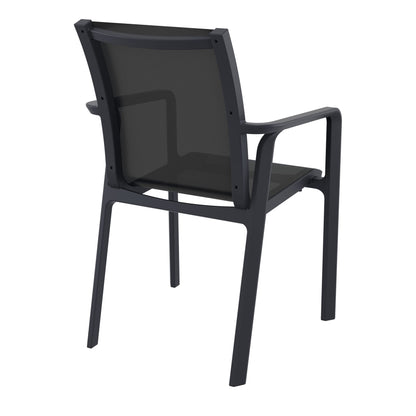 Derby | Modern, Stackable Outdoor Dining Chairs With Arms | Set Of 2 | Black