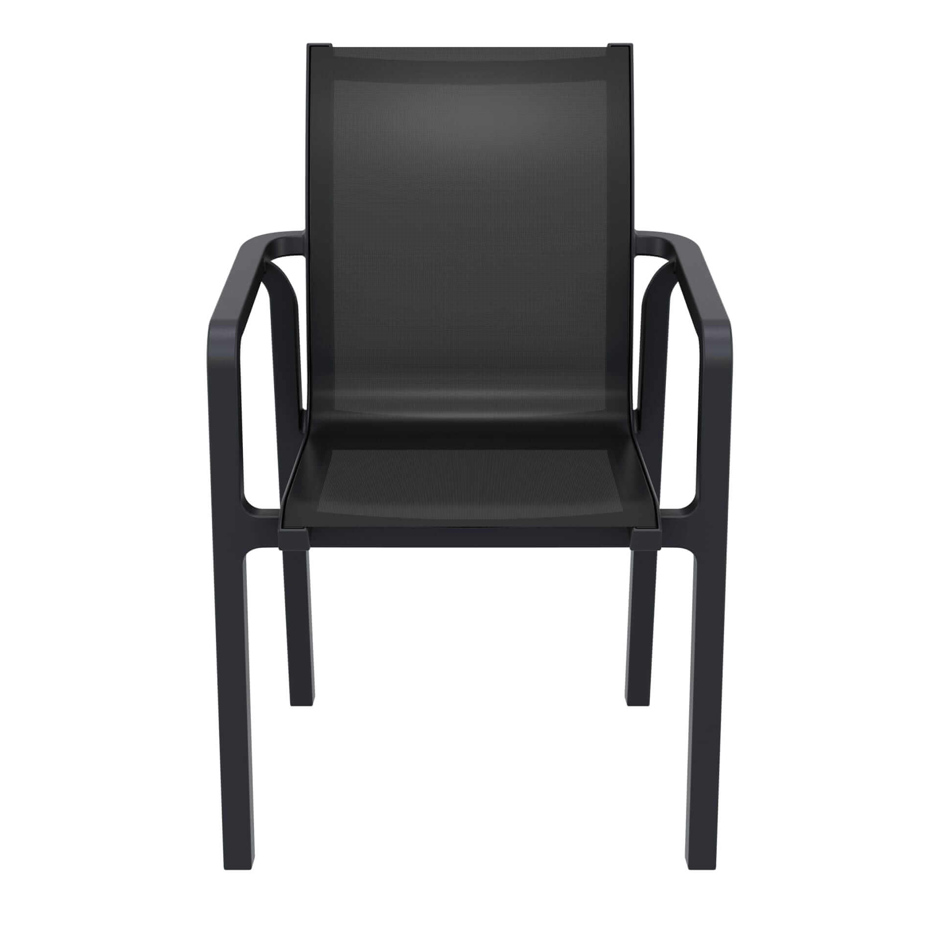 Derby | Modern, Stackable Outdoor Dining Chairs With Arms | Set Of 2 | Black