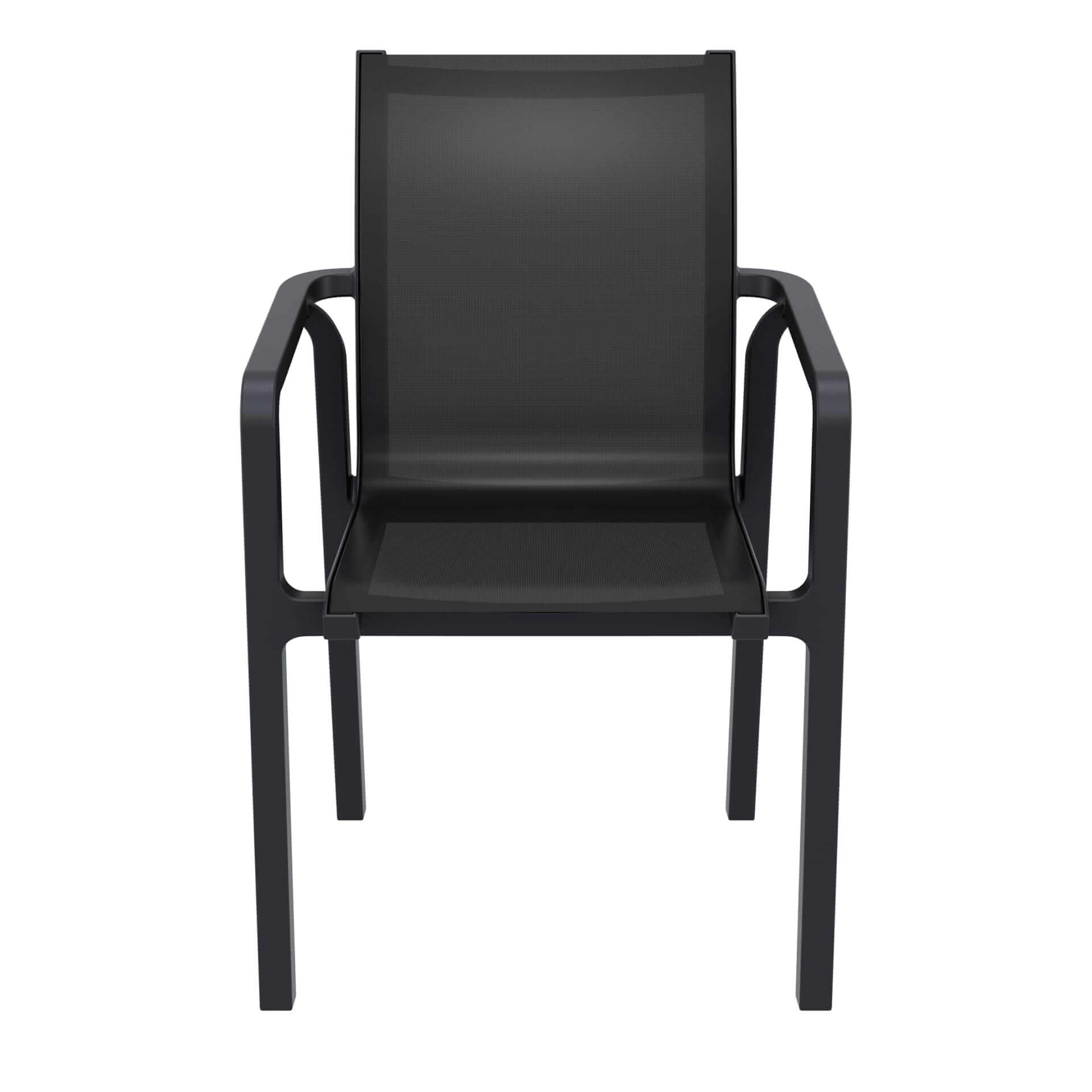 Derby | Modern, Stackable Outdoor Dining Chairs With Arms | Set Of 2 | Black