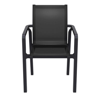 Derby | Modern, Stackable Outdoor Dining Chairs With Arms | Set Of 2 | Black