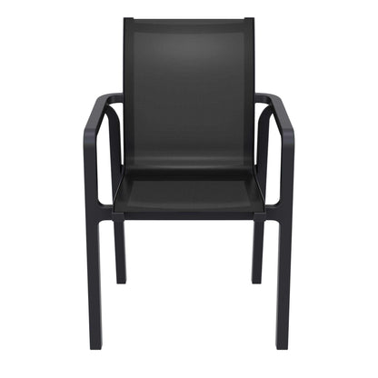 Derby | Modern, Stackable Outdoor Dining Chairs With Arms | Set Of 2 | Black