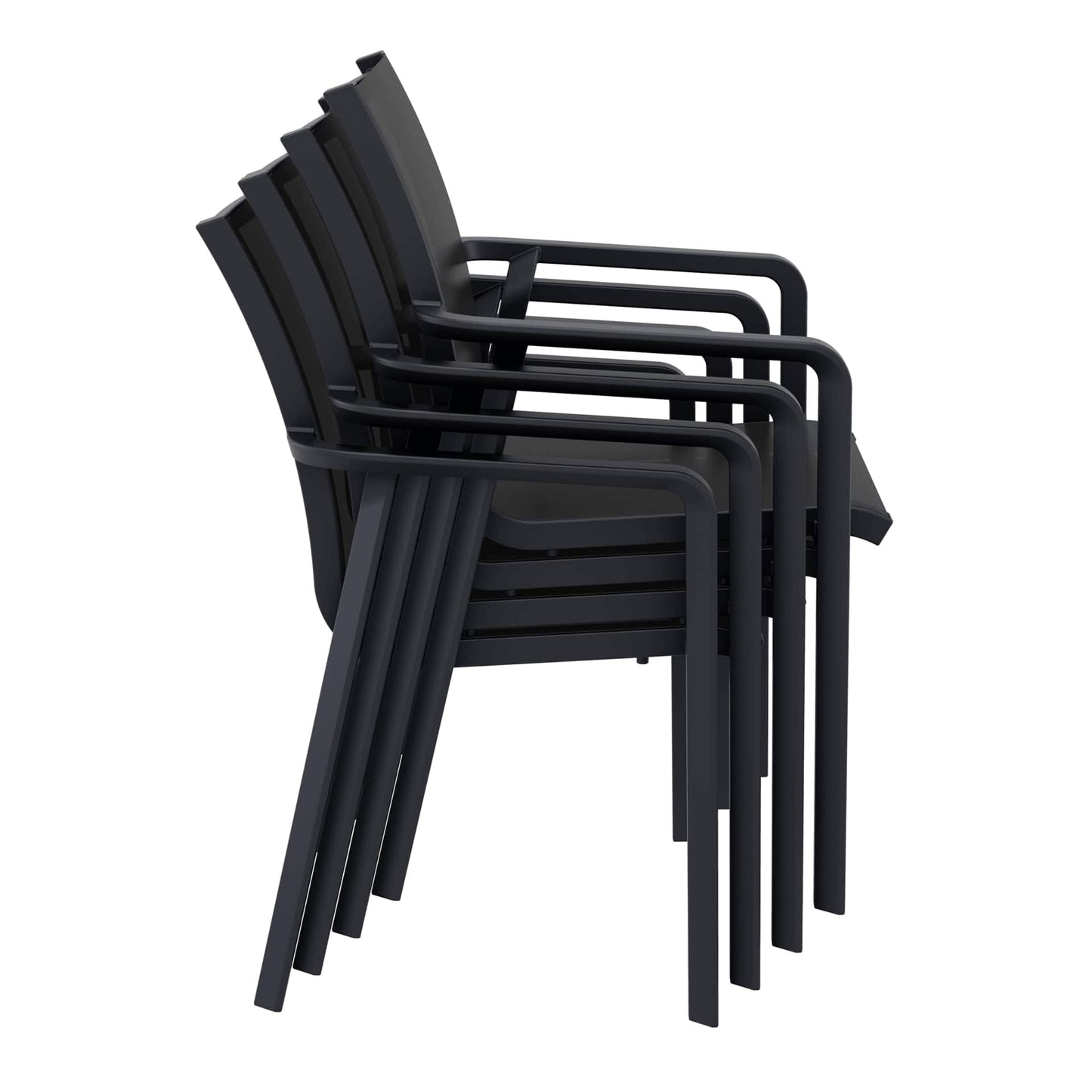 Derby | Modern, Stackable Outdoor Dining Chairs With Arms | Set Of 2 | Black