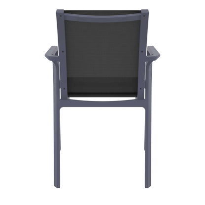 Derby | Modern, Stackable Outdoor Dining Chairs With Arms | Set Of 2 | Dark Grey