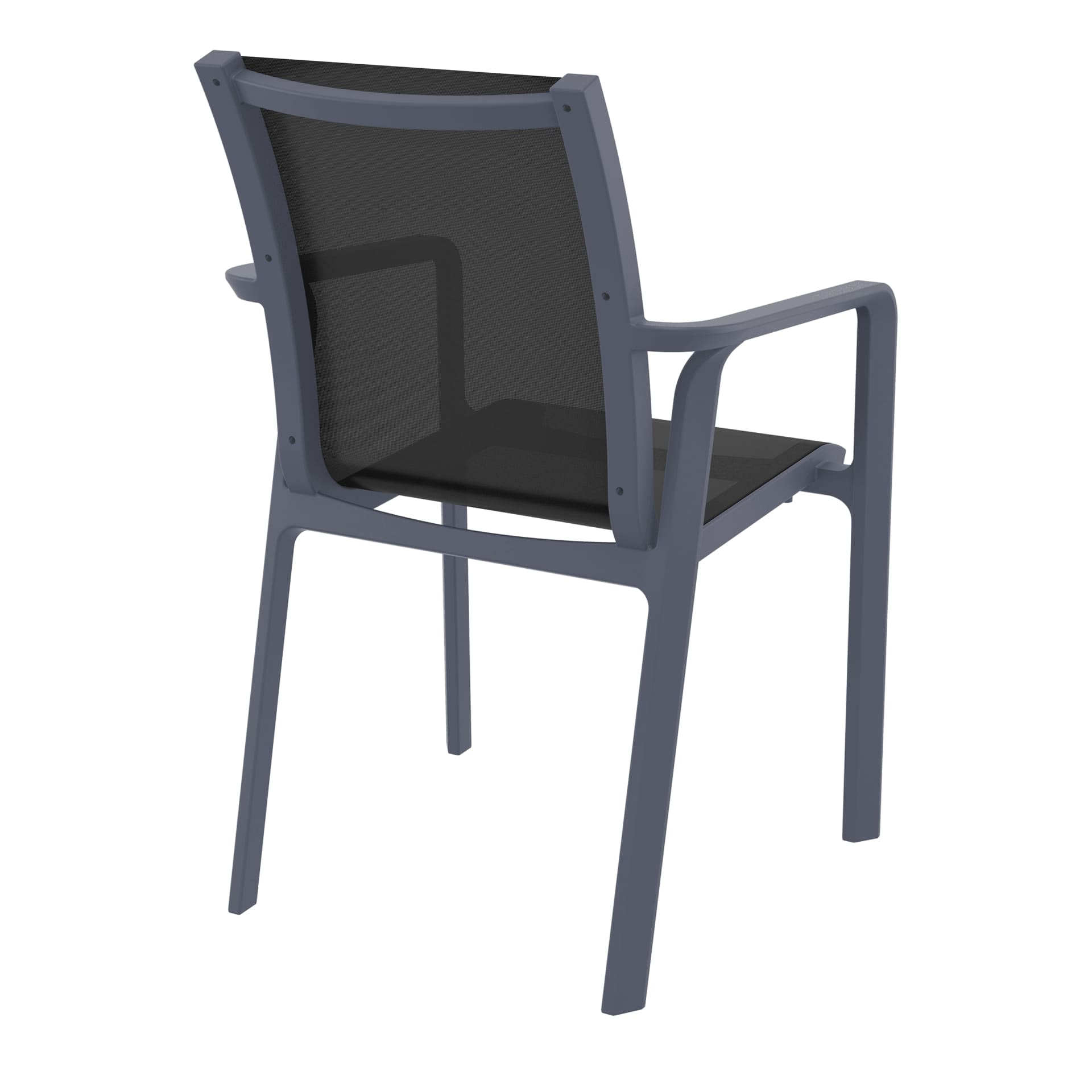 Derby | Modern, Stackable Outdoor Dining Chairs With Arms | Set Of 2 | Dark Grey