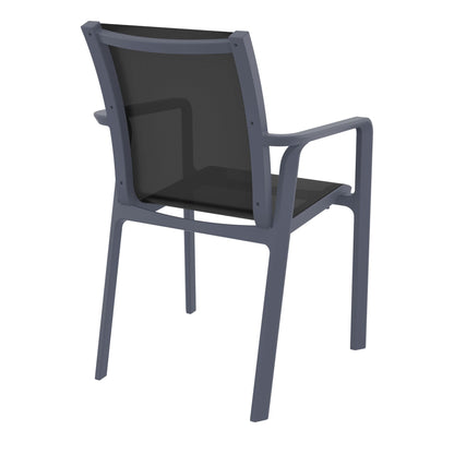 Derby | Modern, Stackable Outdoor Dining Chairs With Arms | Set Of 2 | Dark Grey