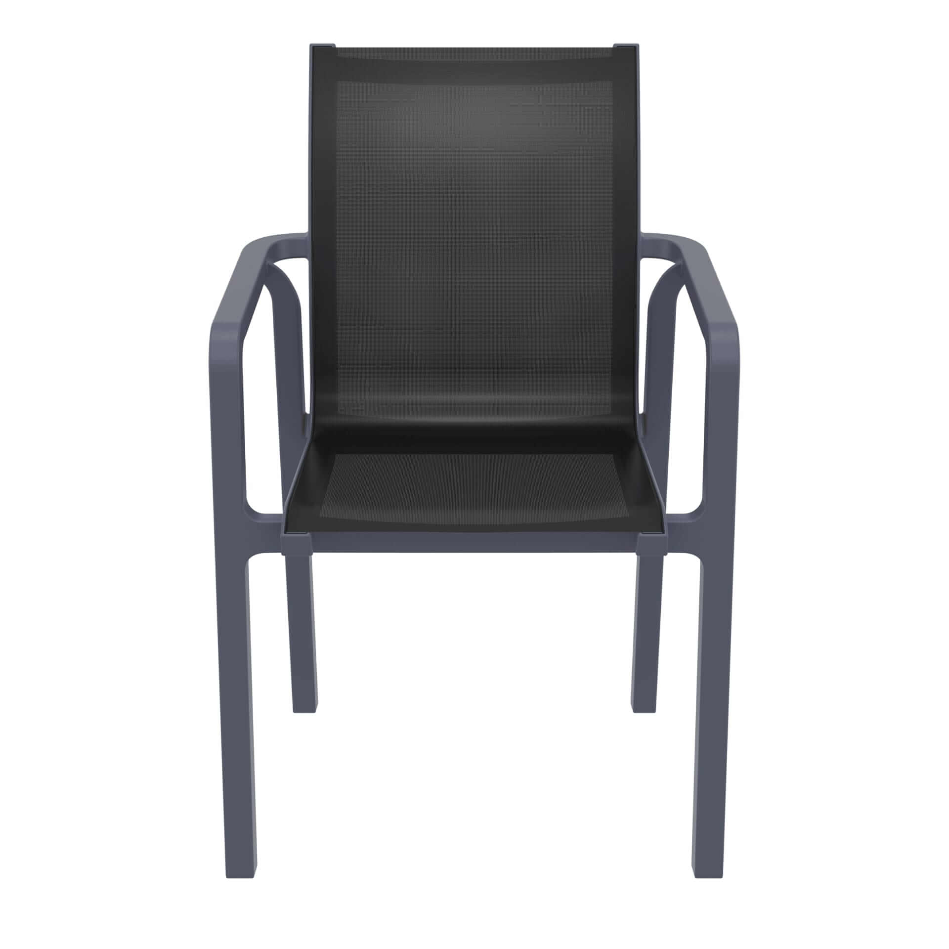Derby | Modern, Stackable Outdoor Dining Chairs With Arms | Set Of 2 | Dark Grey