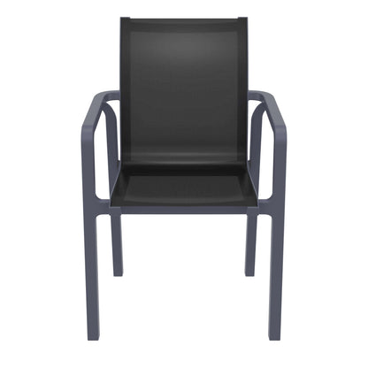Derby | Modern, Stackable Outdoor Dining Chairs With Arms | Set Of 2 | Dark Grey
