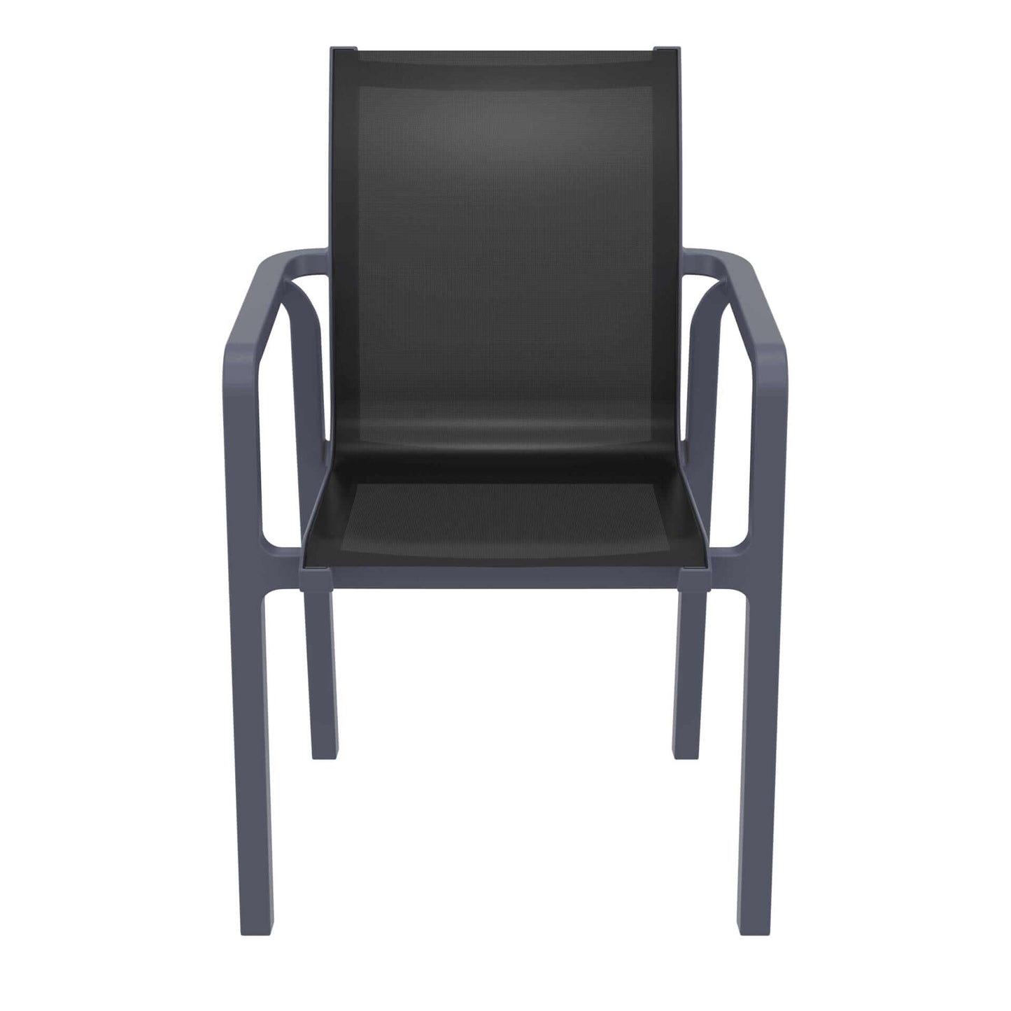 Derby | Modern, Stackable Outdoor Dining Chairs With Arms | Set Of 2 | Dark Grey
