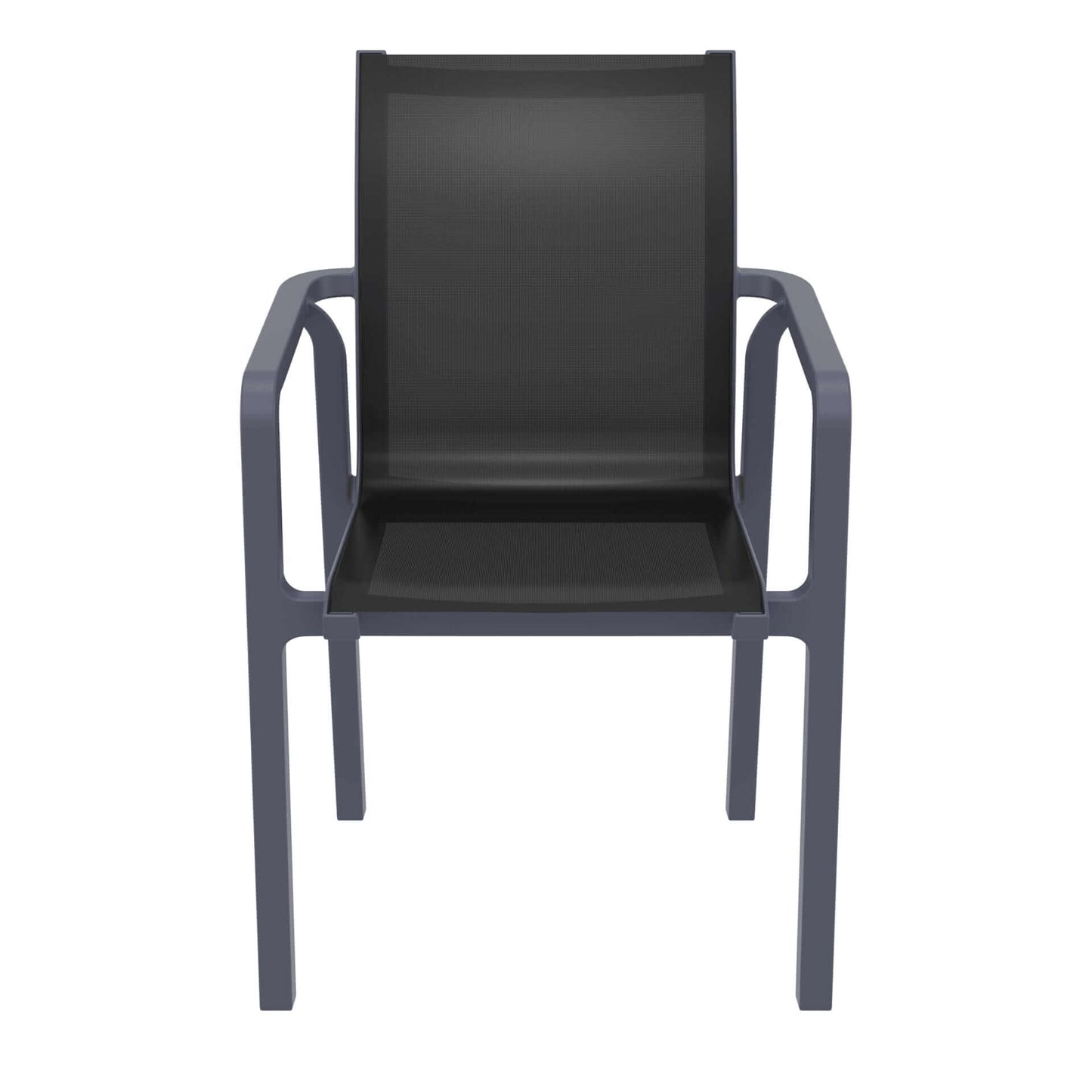 Derby | Modern, Stackable Outdoor Dining Chairs With Arms | Set Of 2 | Dark Grey