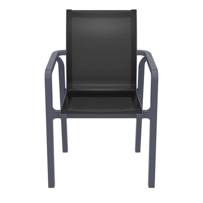 Derby | Modern, Stackable Outdoor Dining Chairs With Arms | Set Of 2 | Dark Grey
