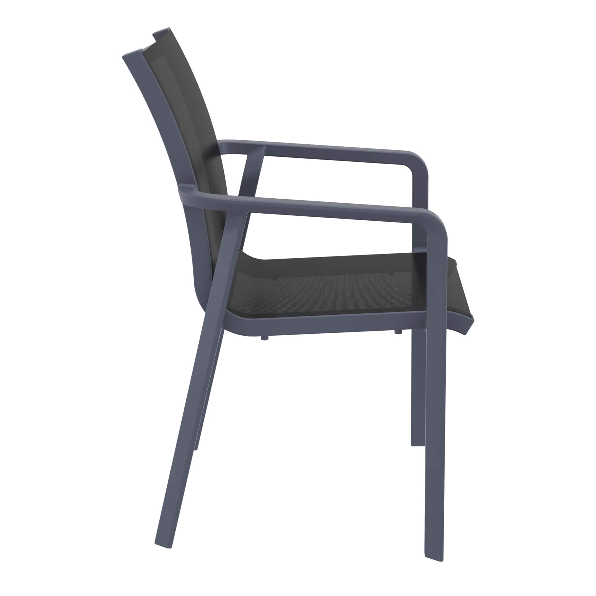 Derby | Modern, Stackable Outdoor Dining Chairs With Arms | Set Of 2 | Dark Grey