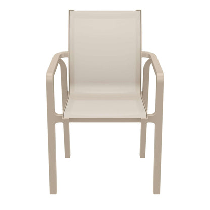 Derby | Modern, Stackable Outdoor Dining Chairs With Arms | Set Of 2 | Taupe