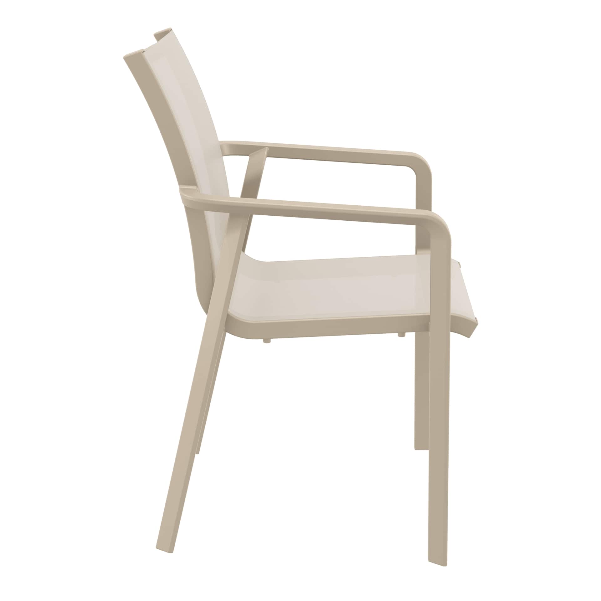 Derby | Modern, Stackable Outdoor Dining Chairs With Arms | Set Of 2 | Taupe