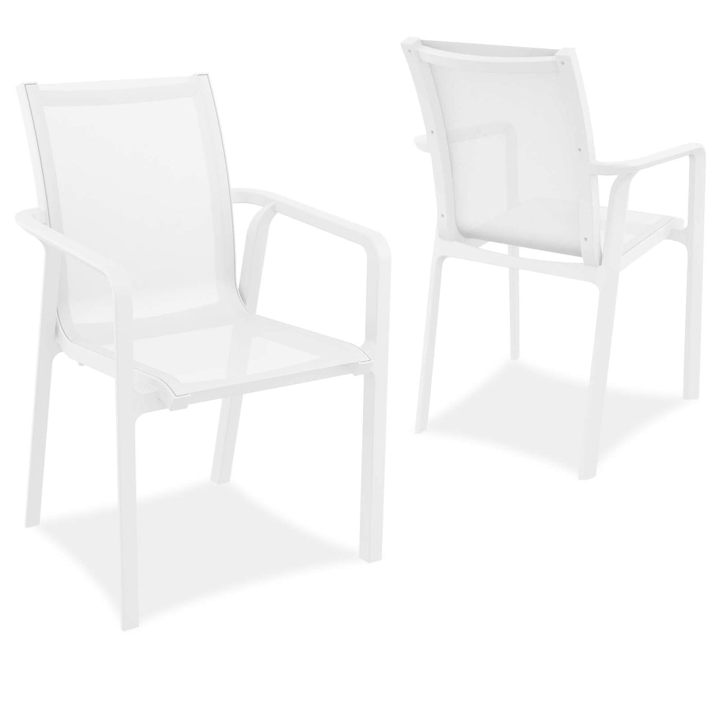 Derby | Modern, Stackable Outdoor Dining Chairs With Arms | Set Of 2 | White