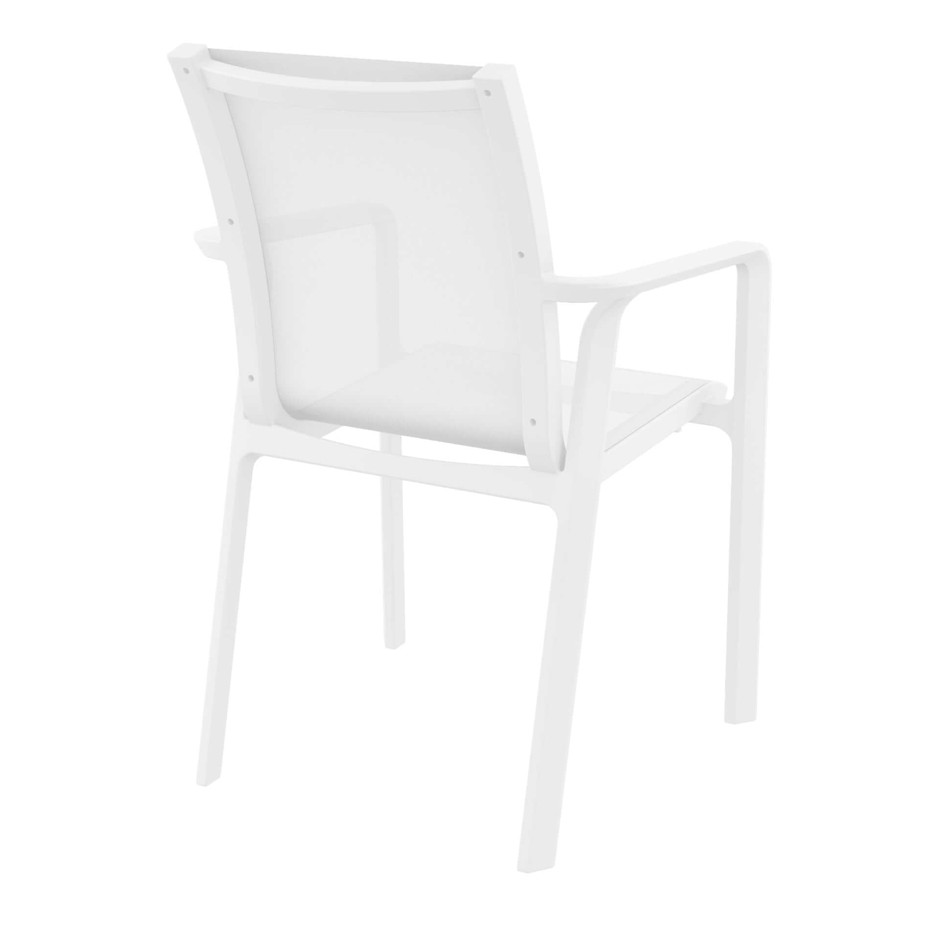 Derby | Modern, Stackable Outdoor Dining Chairs With Arms | Set Of 2 | White