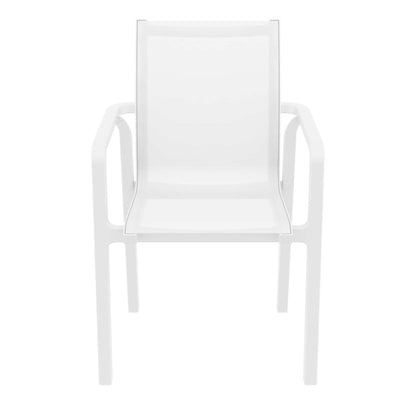 Derby | Modern, Stackable Outdoor Dining Chairs With Arms | Set Of 2 | White