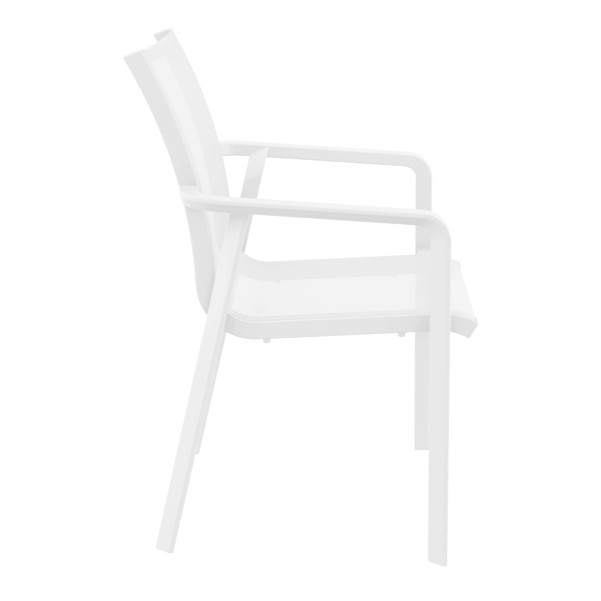 Derby | Modern, Stackable Outdoor Dining Chairs With Arms | Set Of 2 | White