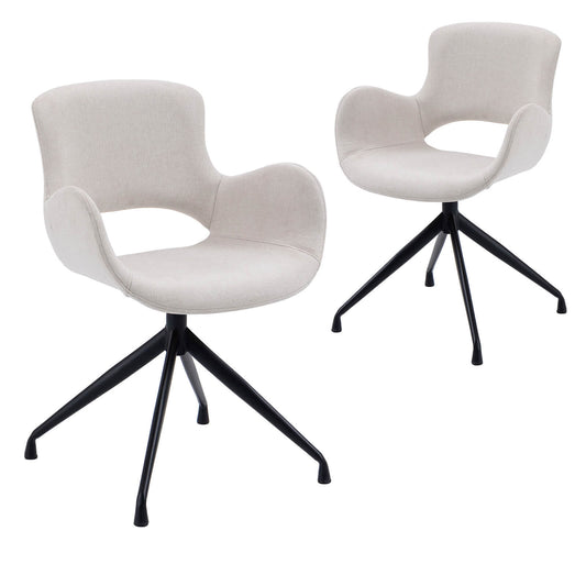 Druid Version 2 | Modern Beige Fabric Swivel Dining Chair With Arms | Set Of 2