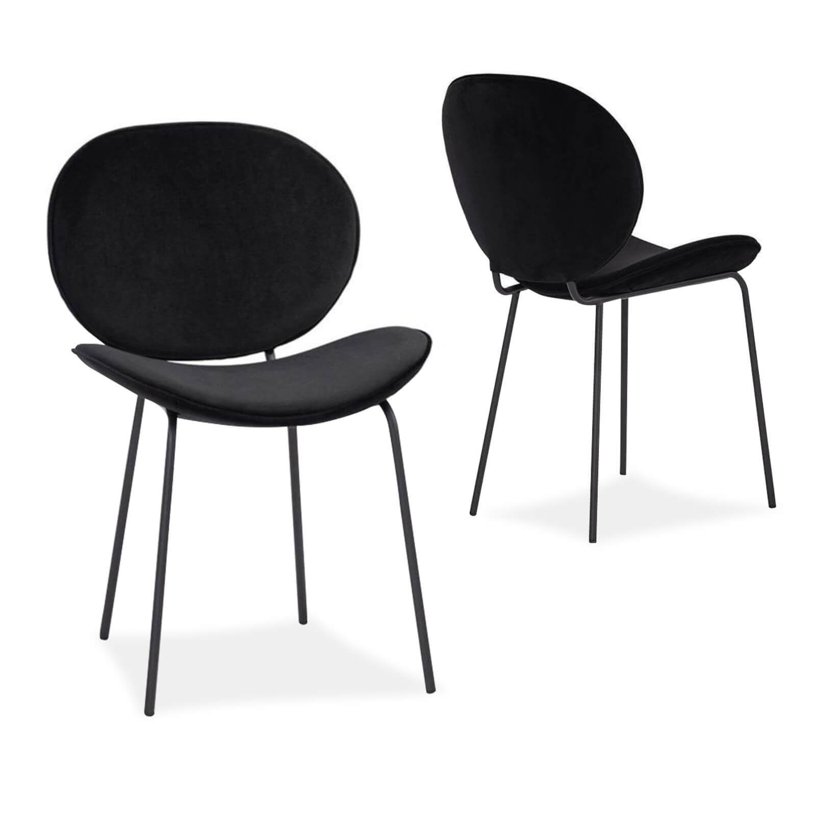 Dunedin | Blue, Black, Mid Century, Velvet Dining Chairs | Set of 2 | Black