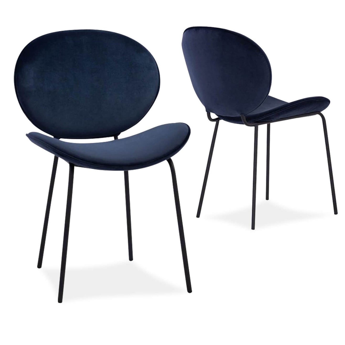 Dunedin | Blue, Black, Mid Century, Velvet Dining Chairs | Set of 2 | Blue