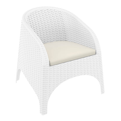 Eden | Coastal, Plastic Outdoor Dining Chairs With Arms | Set Of 2 | White
