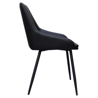 Eleanor | Modern Natural Fabric Black PU Leather Dining Chairs | Set Of 2 | Black