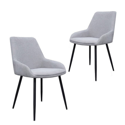 Eleanor | Modern Natural Fabric Black PU Leather Dining Chairs | Set Of 2 | Natural
