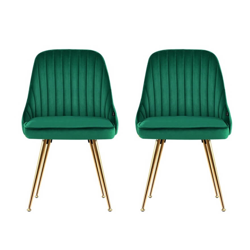 Electra | Modern Velvet Dining Chairs Australia | Set Of 2 | Green