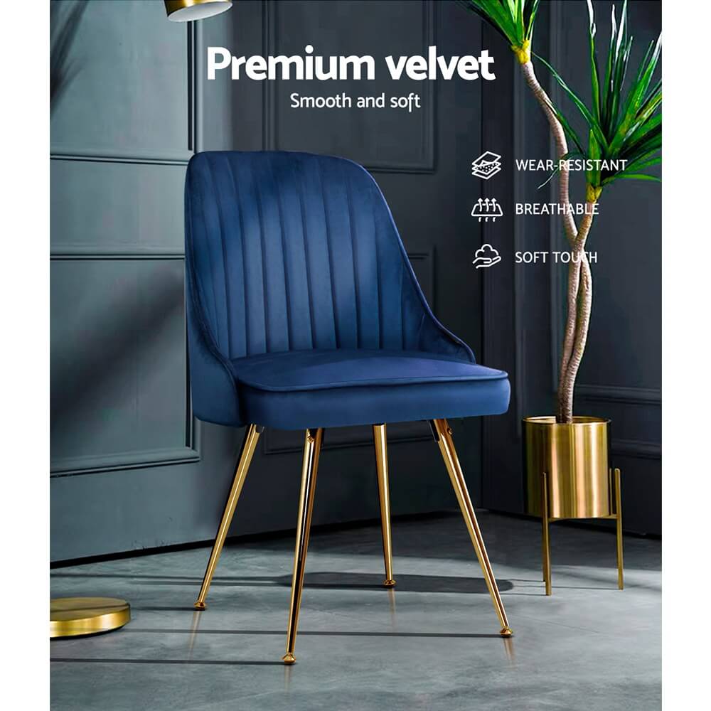 Electra | Modern Velvet Dining Chairs Australia | Set Of 2 | Blue