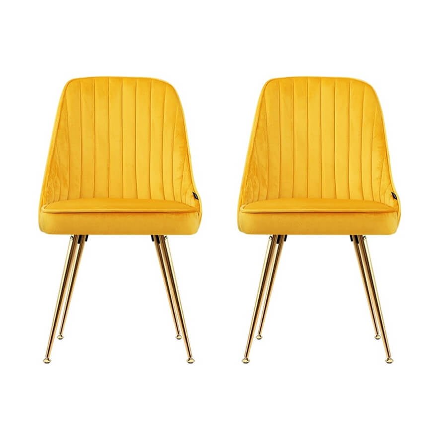 Electra | Modern Velvet Dining Chairs Australia | Set Of 2 | Yellow