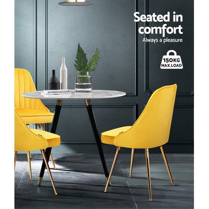 Electra | Modern Velvet Dining Chairs Australia | Set Of 2 | Yellow