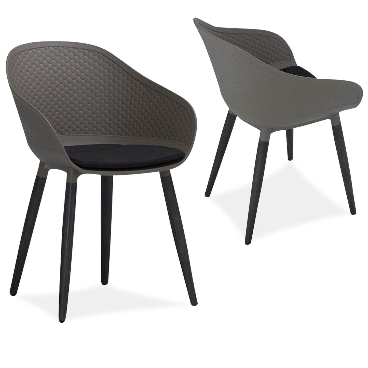 Ellis | Dark Grey, Taupe Plastic Modern Dining Chairs | Set Of 2 | Taupe