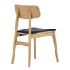 Evelyn - Black Leather Natural country Farmhouse Wooden Dining  Chair
